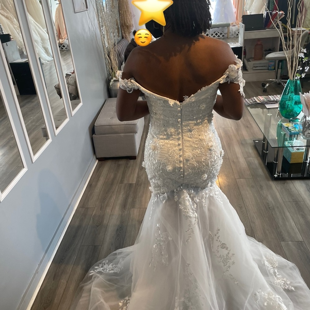 Brand new Wedding Gown! Ivory. Tulle and beaded fabric. Size 4. Lightweight. - Picture 3 of 7